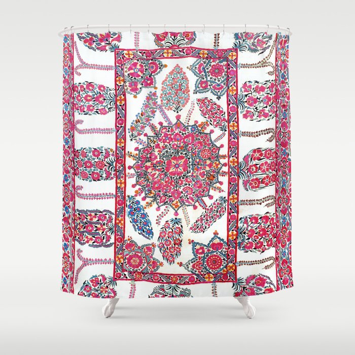 Samarkand Suzani  Antique Uzbekistan Embroidery Print Shower Curtain Gallery Image 1