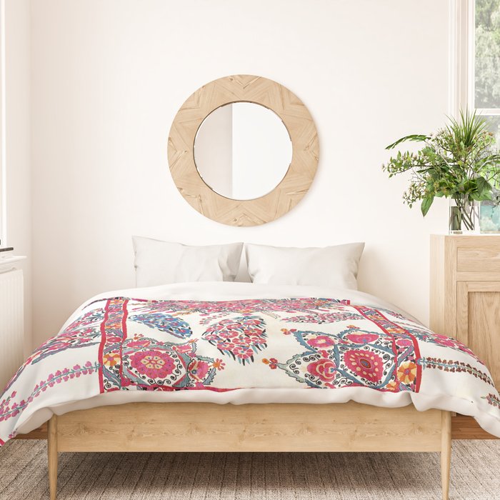 Samarkand Suzani  Antique Uzbekistan Embroidery Print Duvet Cover Gallery Image 3