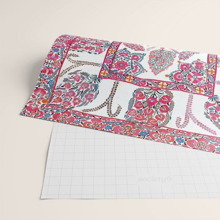Samarkand Suzani  Antique Uzbekistan Embroidery Print Wrapping Paper Gallery Image 2