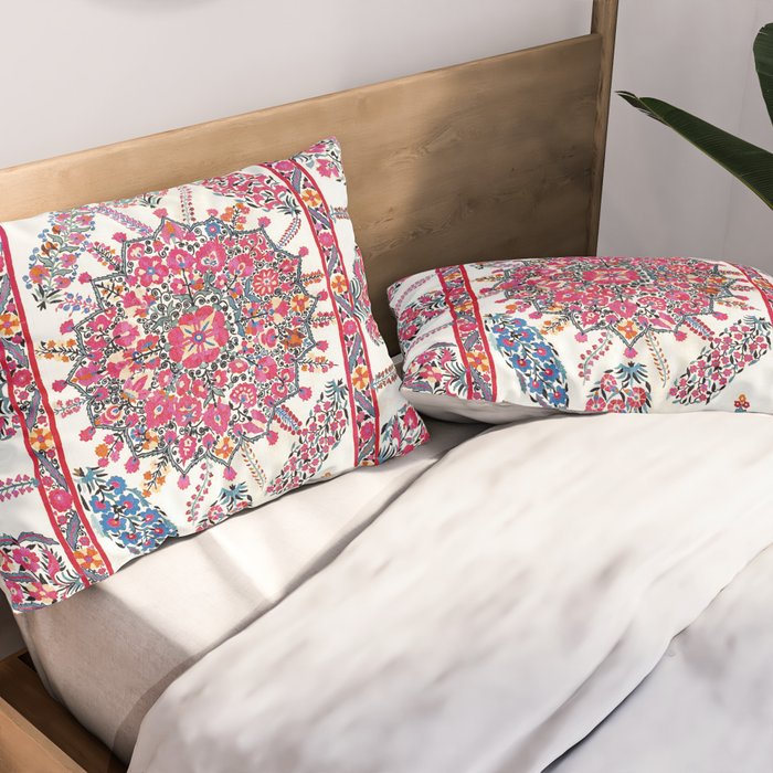 Samarkand Suzani  Antique Uzbekistan Embroidery Print Pillow Sham Gallery Image 2