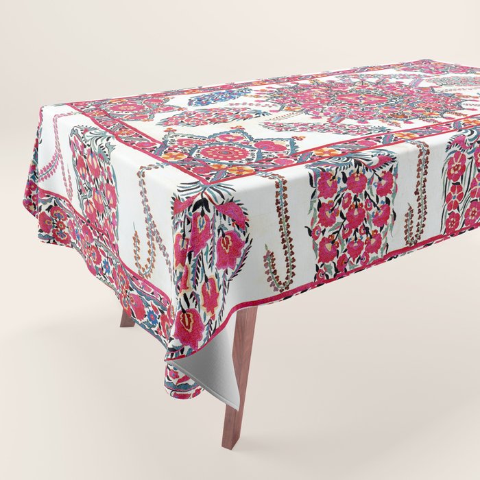 Samarkand Suzani  Antique Uzbekistan Embroidery Print Tablecloth Gallery Image 1