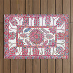 Samarkand Suzani  Antique Uzbekistan Embroidery Print Outdoor Rug Gallery Image 1
