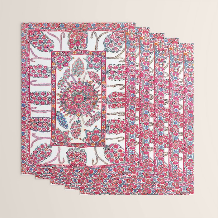 Samarkand Suzani  Antique Uzbekistan Embroidery Print Wrapping Paper Gallery Image 3