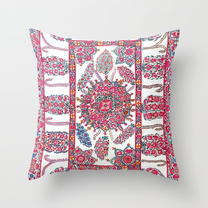 Samarkand Suzani  Antique Uzbekistan Embroidery Print Throw Pillow Gallery Image 6