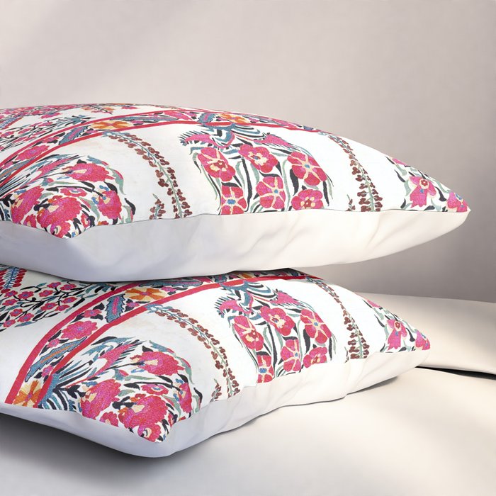Samarkand Suzani  Antique Uzbekistan Embroidery Print Pillow Sham Gallery Image 3