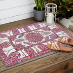 Samarkand Suzani  Antique Uzbekistan Embroidery Print Outdoor Rug Gallery Image 2