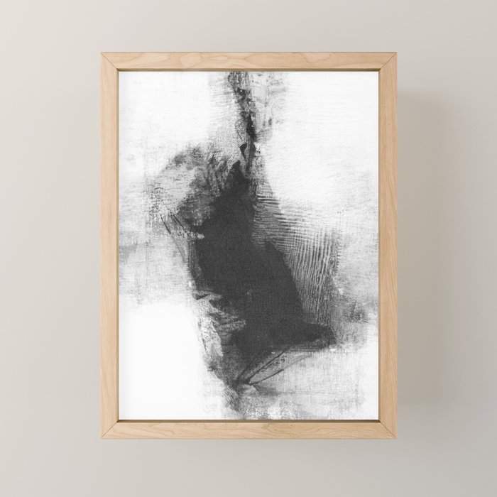 Black and White Minimalist Abstract Painting âDelve 4â Mini Art Print Gallery Image 1