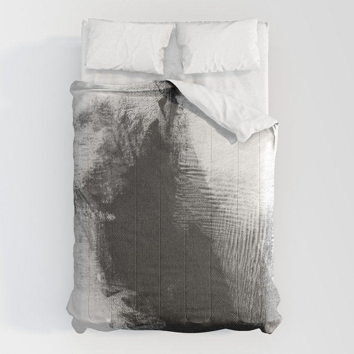 Black and White Minimalist Abstract Painting âDelve 4â Comforter Gallery Image 1