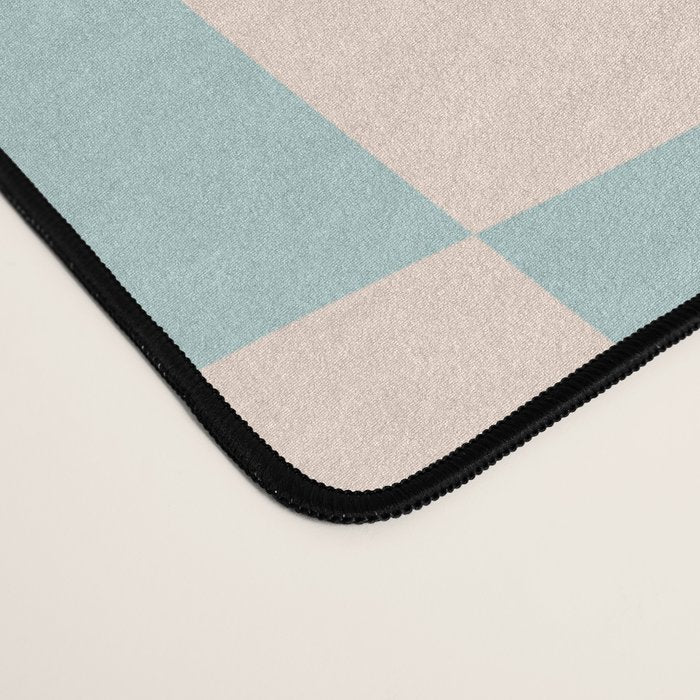 Retro Danish Pastel Light Blue Warped Checkerboard Desk Mat Gallery Image 4