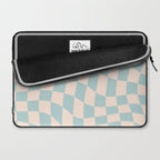 Retro Danish Pastel Light Blue Warped Checkerboard Laptop Sleeve Gallery Image 2