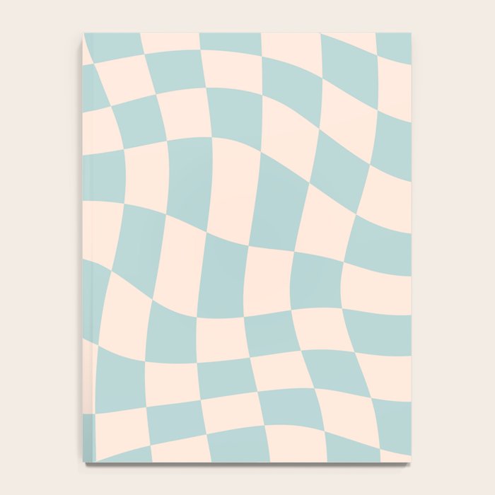 Retro Danish Pastel Light Blue Warped Checkerboard Notebook Gallery Image 4