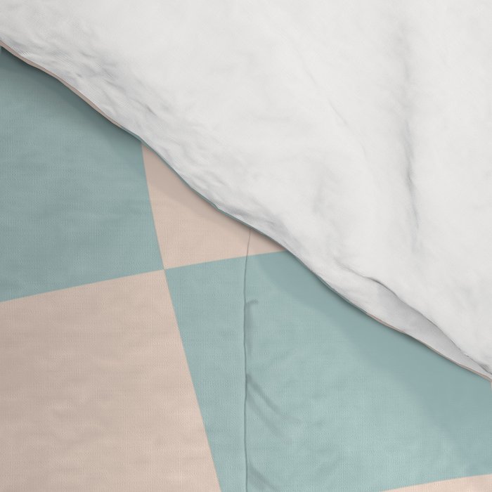 Retro Danish Pastel Light Blue Warped Checkerboard Comforter Gallery Image 4