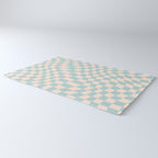 Retro Danish Pastel Light Blue Warped Checkerboard Rug Gallery Image 3