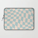 Retro Danish Pastel Light Blue Warped Checkerboard Laptop Sleeve Gallery Image 1
