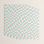 Retro Danish Pastel Light Blue Warped Checkerboard Wrapping Paper Gallery Image 3