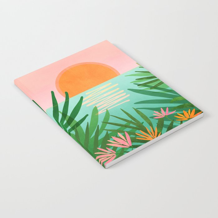 Tropical Views - Pink and Green Landscape Illustration Notebook Gallery Image 1