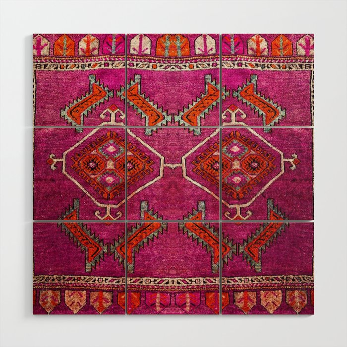 vintage Moroccan carpet Wood Wall Art Gallery Image 1