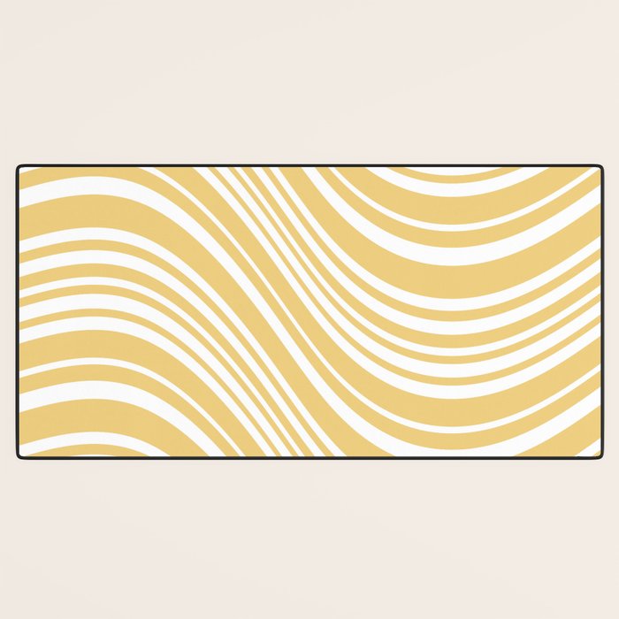 Wavy Stripes XLIV - Pastel Yellow Desk Mat Gallery Image 3