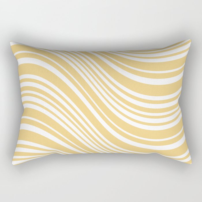 Wavy Stripes XLIV - Pastel Yellow Rectangular Pillow Gallery Image 2