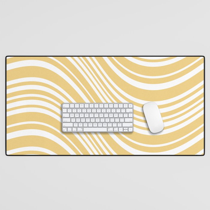 Wavy Stripes XLIV - Pastel Yellow Desk Mat Gallery Image 1