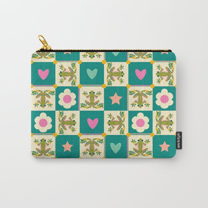 Charming Frogs & Florals: Whimsical Nature-Inspired Pattern Carry All Pouch Gallery Image 1