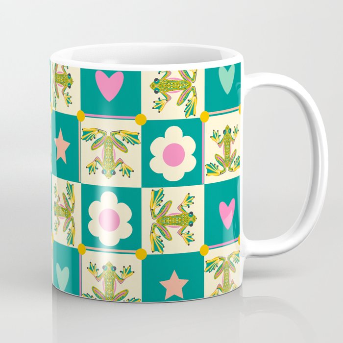 Charming Frogs & Florals: Whimsical Nature-Inspired Pattern Coffee Mug Gallery Image 1