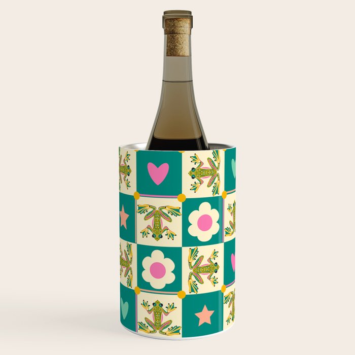Charming Frogs & Florals: Whimsical Nature-Inspired Pattern Wine Chiller Gallery Image 2