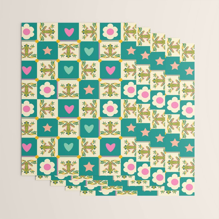 Charming Frogs & Florals: Whimsical Nature-Inspired Pattern Wrapping Paper Gallery Image 3