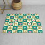 Charming Frogs & Florals: Whimsical Nature-Inspired Pattern Rug Gallery Image 1