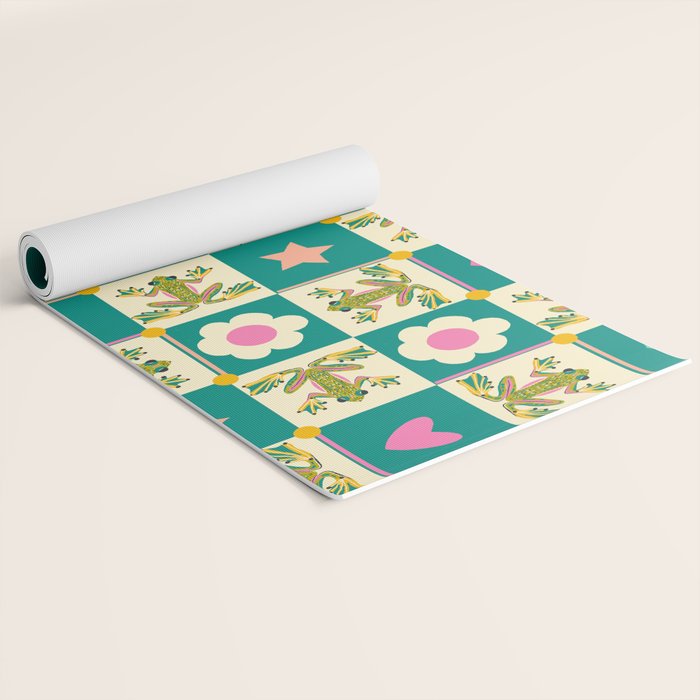 Charming Frogs & Florals: Whimsical Nature-Inspired Pattern Yoga Mat Gallery Image 2