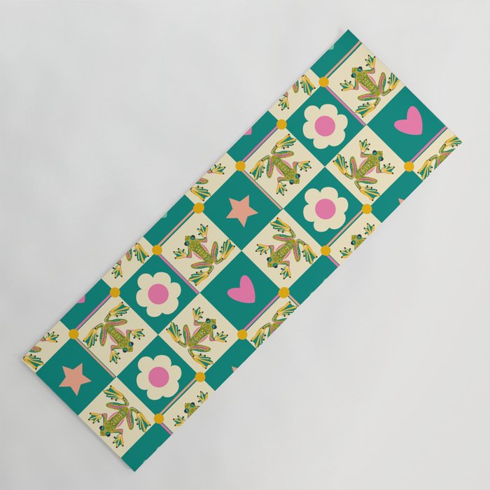 Charming Frogs & Florals: Whimsical Nature-Inspired Pattern Yoga Mat Gallery Image 1