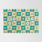 Charming Frogs & Florals: Whimsical Nature-Inspired Pattern Rug Gallery Image 2