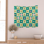 Charming Frogs & Florals: Whimsical Nature-Inspired Pattern Wall Tapestry Gallery Image 2