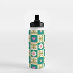 Charming Frogs & Florals: Whimsical Nature-Inspired Pattern Water Bottle Gallery Image 2