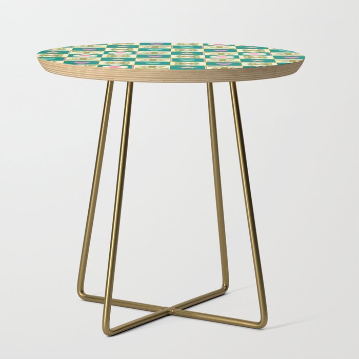 Charming Frogs & Florals: Whimsical Nature-Inspired Pattern Side Table Gallery Image 1