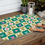 Charming Frogs & Florals: Whimsical Nature-Inspired Pattern Outdoor Rug Gallery Image 2