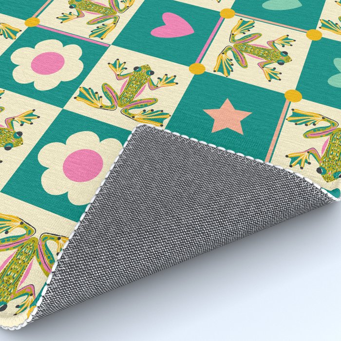 Charming Frogs & Florals: Whimsical Nature-Inspired Pattern Rug Gallery Image 4