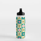 Charming Frogs & Florals: Whimsical Nature-Inspired Pattern Water Bottle Gallery Image 3