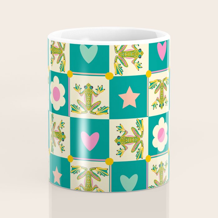 Charming Frogs & Florals: Whimsical Nature-Inspired Pattern Coffee Mug Gallery Image 4
