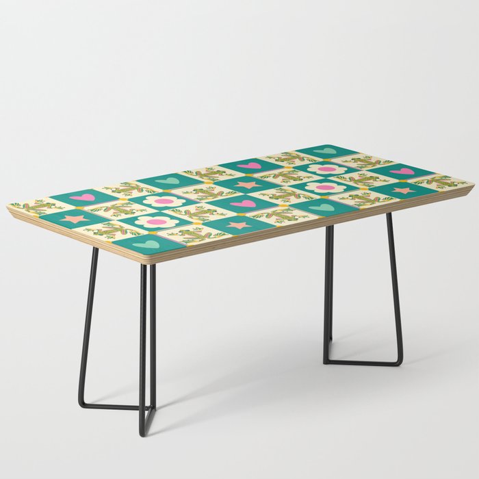 Charming Frogs & Florals: Whimsical Nature-Inspired Pattern Coffee Table Gallery Image 1
