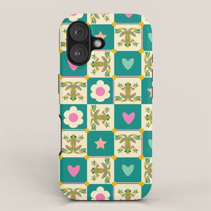 Charming Frogs & Florals: Whimsical Nature-Inspired Pattern iPhone Case Gallery Image 1