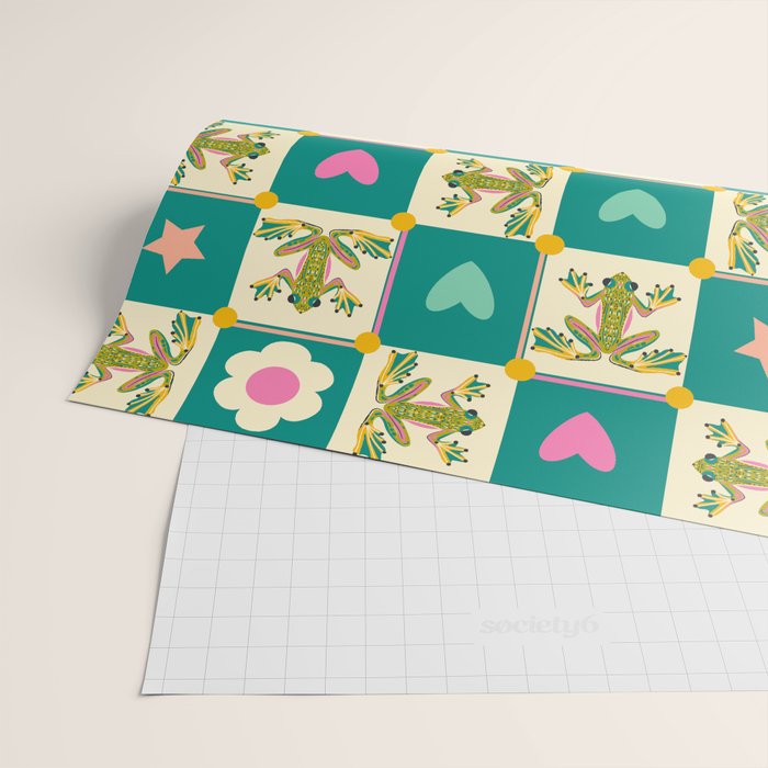 Charming Frogs & Florals: Whimsical Nature-Inspired Pattern Wrapping Paper Gallery Image 2