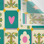 Charming Frogs & Florals: Whimsical Nature-Inspired Pattern Wall Tapestry Gallery Image 3