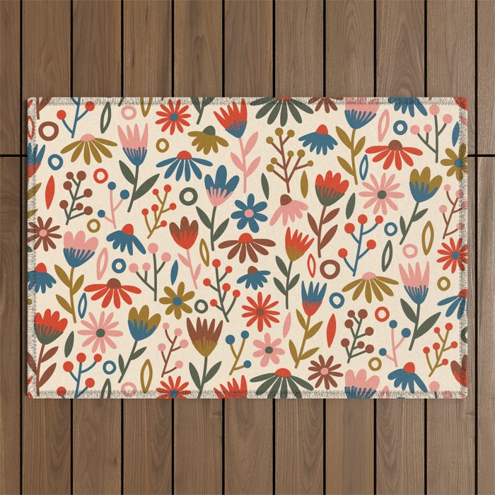 Exotic Floral Garden Outdoor Rug Gallery Image 1