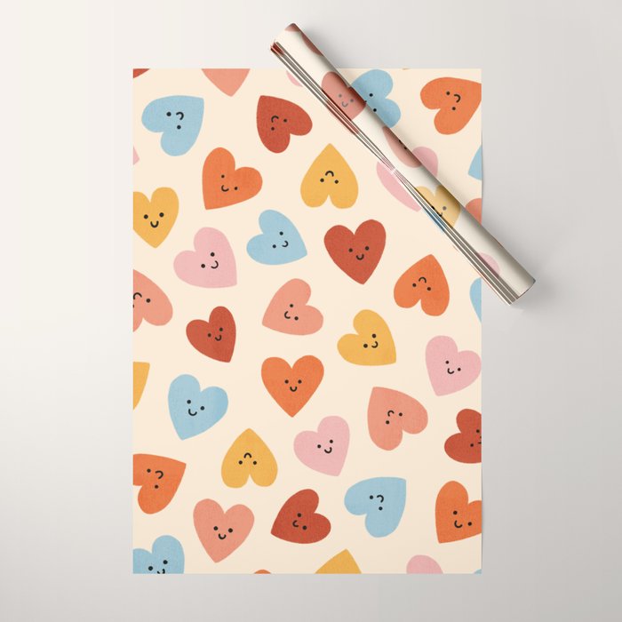 Happy Smiley Heart Wrapping Paper Gallery Image 1