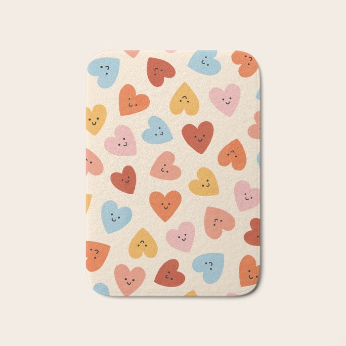 Happy Smiley Heart Bath Mat Gallery Image 1