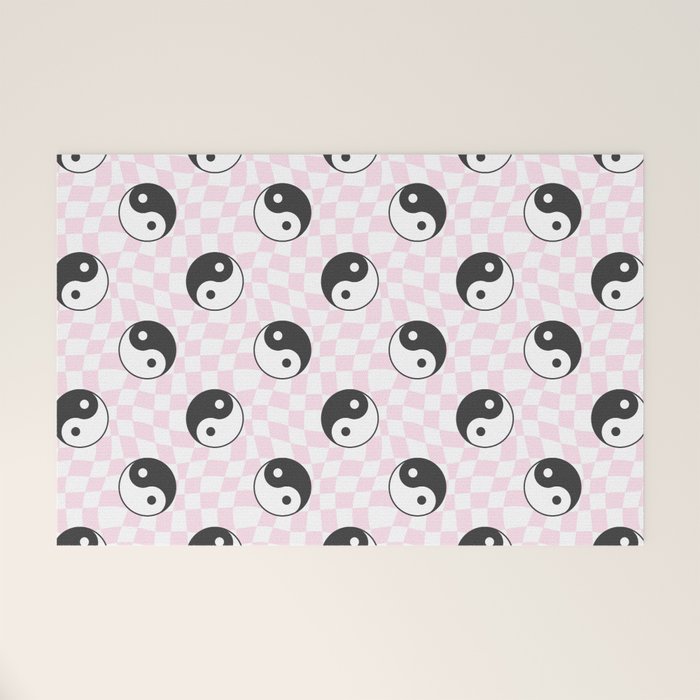 Yin yang checkered pattern Welcome Mat Gallery Image 1