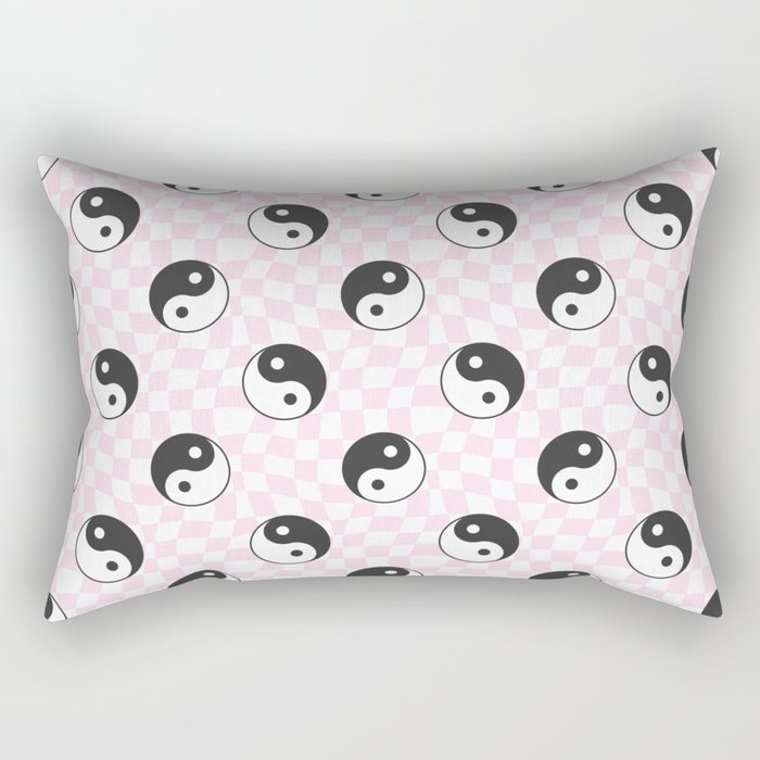 Yin yang checkered pattern Rectangular Pillow Gallery Image 2