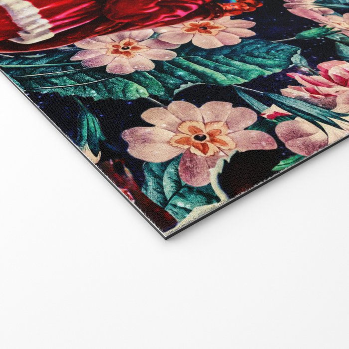 Santa Claus and Floral Pattern Welcome Mat Gallery Image 2