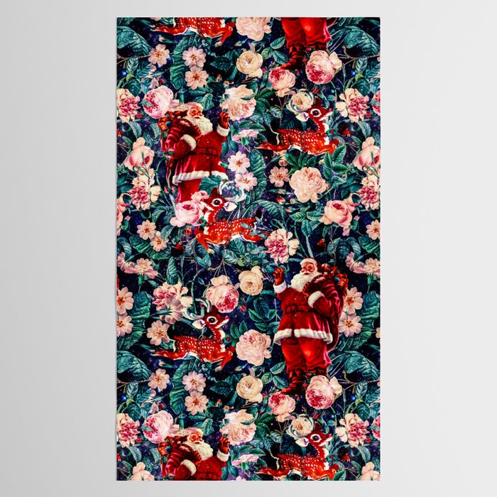 Santa Claus and Floral Pattern Tablecloth Gallery Image 2